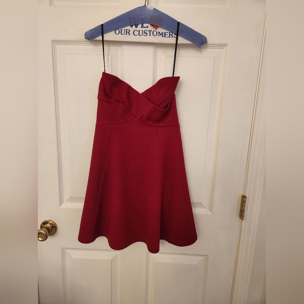 Red, strapless, mini dress from Forever 21